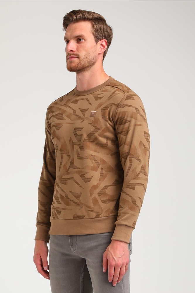 SWEATER MET PRINT 774770 4412 khaki brown